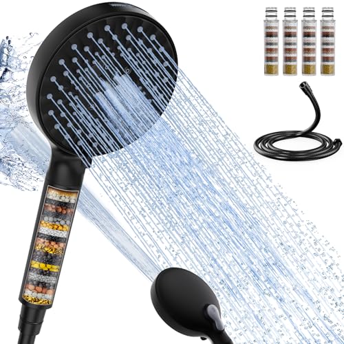 SR SUN RISE Filter Handbrause mit Schlauch, Schwarz