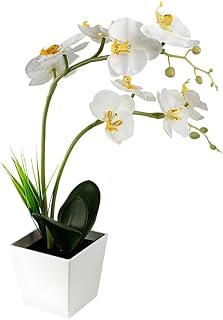 ABOOFAN Artificial Orchid Flower Lamp with 9 LED Battery Powered White | Plastic and Iron Wire Build, Adjustable Stems, with Aaa Batteries, for Bedrooms and Birthdays