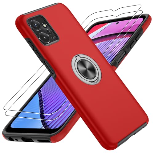 Coque Moto G Power 5G 2023 rouge antichoc avec béquille et 2 verres