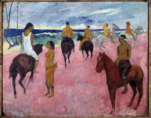 Toile Paul Gauguin Cavaliers sur la plage pour habiller un grand mur vide