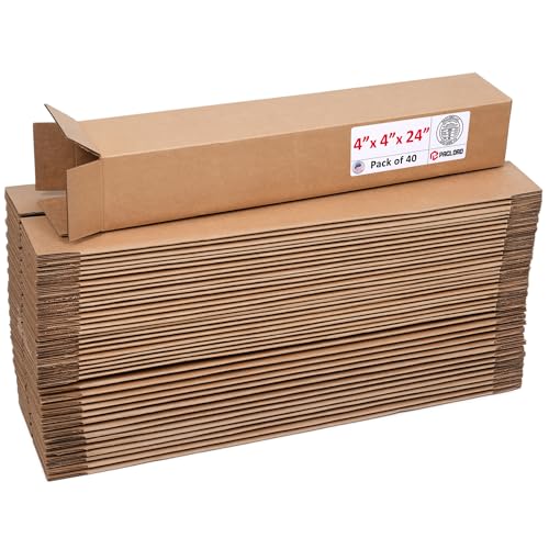 Image of Tall Cardboard Boxes 4 inchL x 4 inchW x 24 inchH (Pack of 40) - USA-Made Packing Boxes for Moving, Shipping, or Storage - USPS, UPS, FedEx Approved - Professional Packing Supplies for Moving | USA-Made Packing Boxes for Moving, Shipping, or Storage - USPS, UPS, FedEx Approved - Professional Packing Supplies