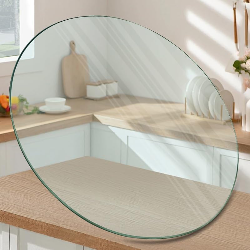 SYYXHC 15inch Round Tabletop, Transparent Dining Countertop, 38cm Tempered Glass Table Top for Outdoor Patio Tables Coffee Tables(85cm/33.5in)