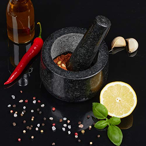 Mortero granito 300 ml con maja duradera para moler semillas de cocina 4