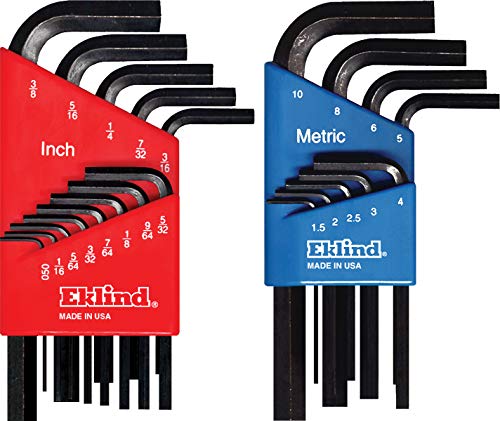 Eklind Tool 10122 Hex L-Key allen wrench Combo- Short Inch / MM 2 Sets 22 Pieces