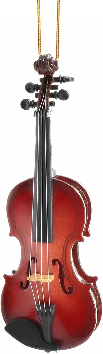 4.69" Wooden String Miniature Violin Hanging Ornament Mini Musical Instrument Replica Music Birthday Gifts Holiday Tree Home Decoration Display Ornament Model (4.69" Violin) - Image 5