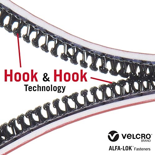 Image of VELCRO Brand VEL-30177-USA ALFA-LOK Fasteners | Heavy Duty Snap-Lock Technology | Self-Engaging and Multidirectional Use | Black, 1 inch Squares, 6 Sets, 6 Count (Pack of 2)
