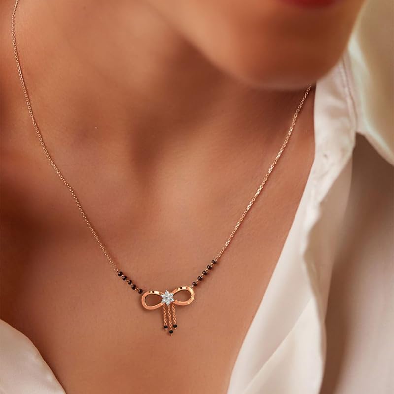 Image of KISNA JEWELS 14KT|18KT BIS Hallmark Pure Gold and Diamond Mangalsutra For Women