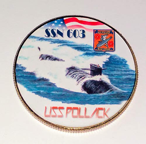 Navy USS Pollack Submarine Colorized Challenge Art Coin