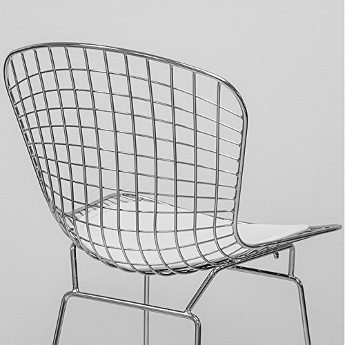 Mod Made Mid Century Modern Chrome Wire Barstool For Bar Or Kitchen, White #TOP4