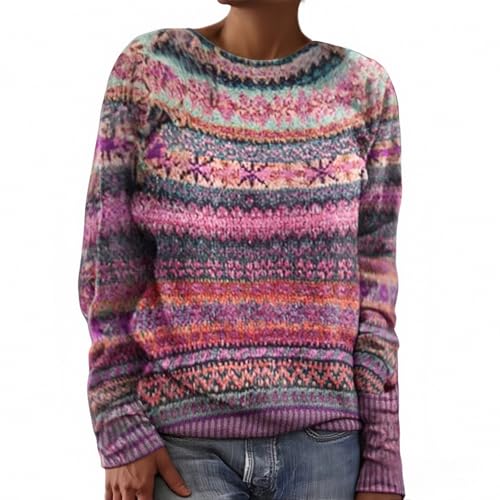 Generisch Basic Langarmshirt Bunte Strickpullover, Norweger Pullover...