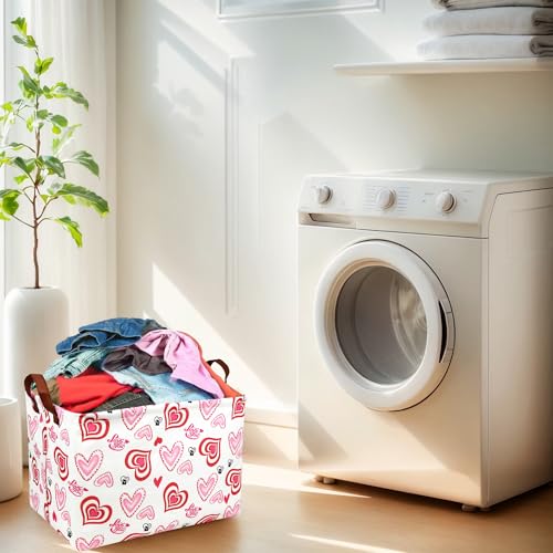 Image of Valentine's Day Basket Gift for Empty Cute Heart Large Storage Bin for Kid and Baby Room Decor (Love you heart)