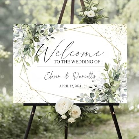 KOLSTRAW Personalized Welcome To Our Wedding Sign, Custom Wedding Sign, Wedding Decorations, Greency Wedding Sign, Wedding Outdoor Sign, Welcome To The Wedding Sign, Wedding Décor #1 Cover