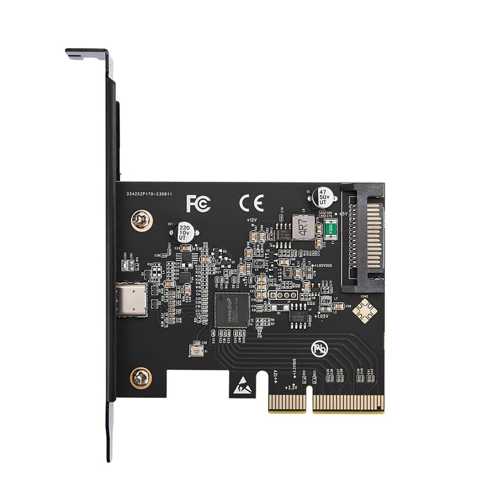 Tarjeta de Expansión USB-C 3.2 Gen 2x2 PCI-e Gen 3 X4 Type-C Chipset ASMedia ASM3242 de 20 Gbps con Alimentación SATA de 15