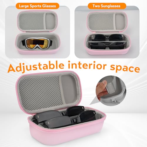 Image of Double Eyeglasses Case, Hard Shell Dual Glasses Case Travel Sunglasses Organizer for Men Women