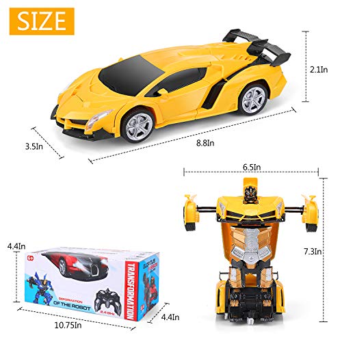 FIGROL Transform RC Racing Car, Upgraded 2020 Independent 2.4G Remote Control Robot Deformation Car Toy for Children RC Racing,with One Button Transformation & 360°Rotating Drifting - Thumbnail 5
