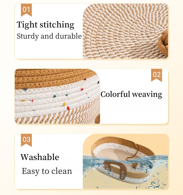 سرير للقطط مصنوع من حبل قطني منسوج يدويا - جيد التهوية وسهل التنظيف، سلة للحيوانات الاليفة قابلة للطي والخدوش، مع كرة لعب للقطط، بني (بني)