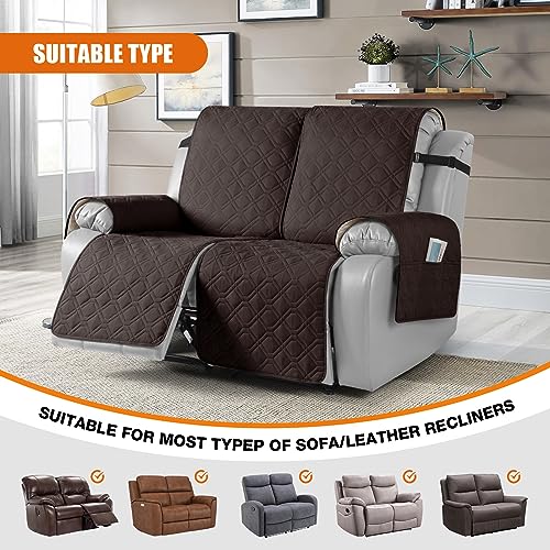 Image of VANSOFY Waterproof Recliner Couch Covers Washable, Chocolate,2 Seater XL | 1-Piece, Non-Slip with Elastic Straps, Sofa Cover with Pocket for Dogs, Pets