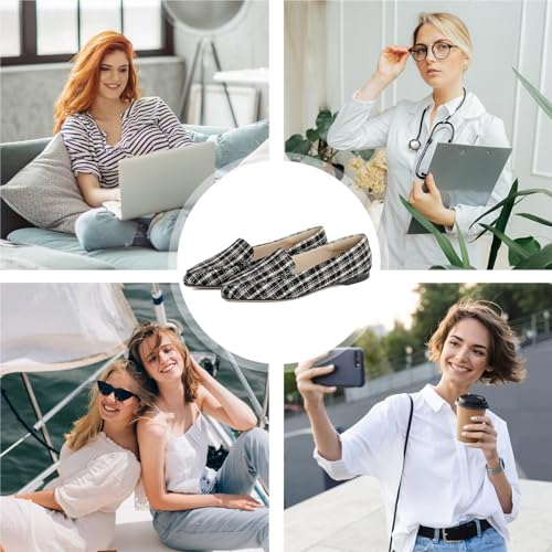 Image of MUSSHOE Pointed Toe Flats for Women, Comfortable Business Casual Work Shoes, Slip On Loafers with Arch Support, Office Walking Flats for All Day Standing