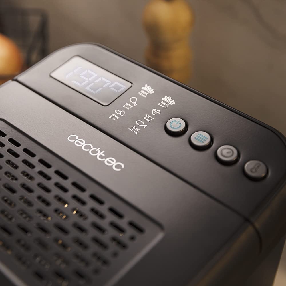 Cecotec Friggitrice a Olio 4,2L Cleanfry Luxury 4000 Black. 3270W, Design Elegante In Acciaio Inox Nero, 5 Programmi, 3270W, Filtro Oilclean, Coperchio Inox Con Finestra e Filtro Antiodore