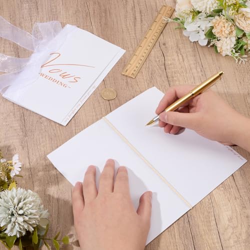 craspire 2 Set Gelübdekarten Mit Schleife Weiß Für Die Hochzeitszeremonie Rede Notizen Erinnerungshefte Geschenke Für Braut Und Bräutigam Frisch Verlobtes Paar Ehemann Brautparty Verlobung