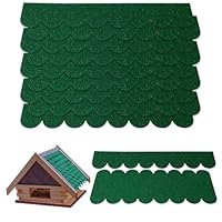 Dachpappe für Vogelhaus, Dachschindeln für Gartenhaus, 32pcs Wasserdichtes Mini Dachpappe Schindeln, Selbstklebende dachpappe für Vogelhaus Nistkasten Hasenstall Insektenhotel (Grün, 32pcs)
