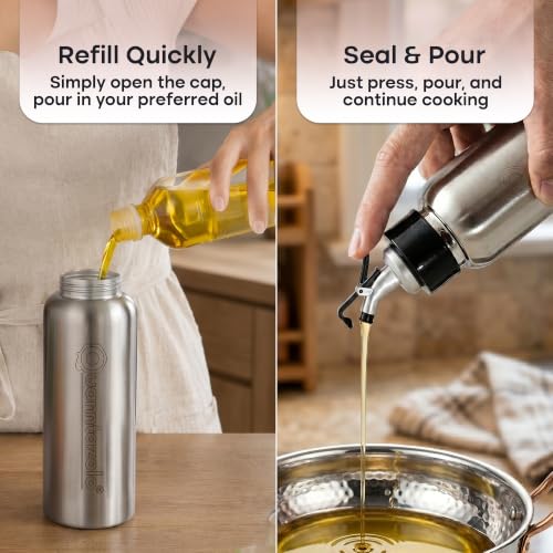 Image of Oil Dispenser for Kitchen Stainless Steel 750ml Oil Bottle for Kitchen