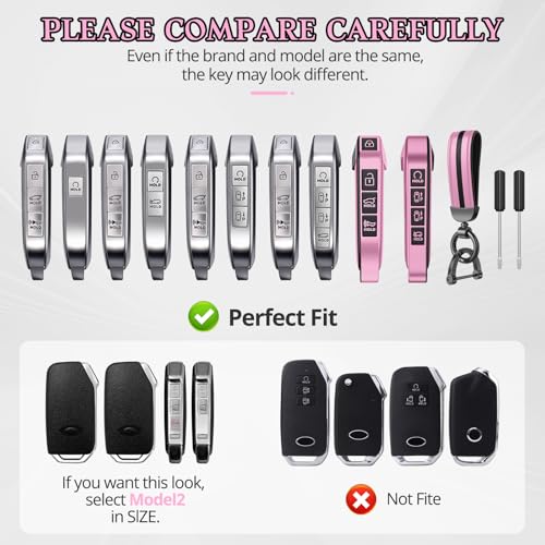Image of for Kia Key Fob Cover Accessories,Matte TPU Material, with a Cute Leather Keychain,for Telluride,Carnival,K5 gt line，K5，Forte，K4，Sorento, Sportage and Other Models. (Iceberry Powder, Model-1)