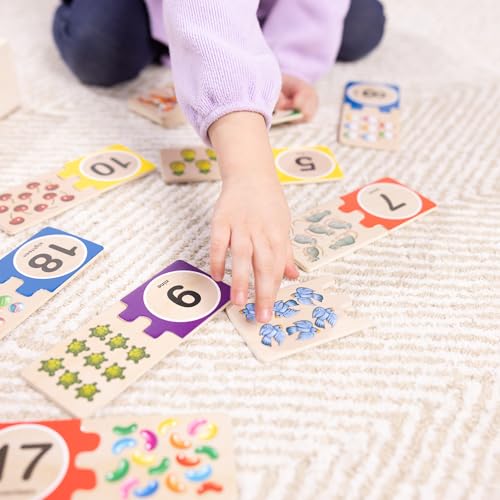 Image of Melissa & Doug Self-Correcting Number Puzzles (Developmental Toys, Wooden Storage Box, Matching & Counting Skill Development, 40 Pieces, 12.75 inch H x 5.75 inch W x 2.75 inch L)