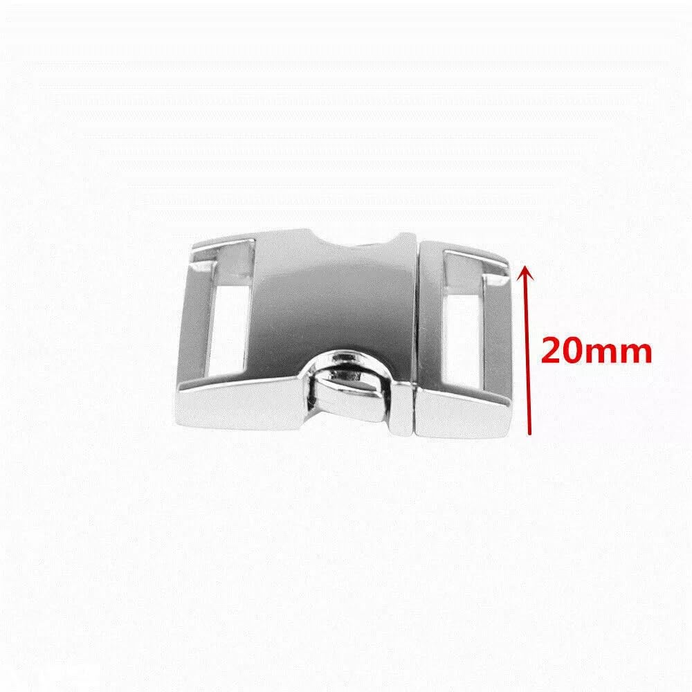 Yunzhou 5Pcs Metal Buckles Side Release Clasp Use for Dog Collar Buckles Clip/Webbing/Paracord Bracelet/Bag/Backpack (Silver, 20mm) - Image 4
