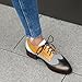 Imagen de Galindopia Unisexo Oxford Zapatos Mujer Two Tone Perforated Wingtip Brogue Retro Low Heel Cordones Saddle Zapatos Spectator Crown Suits Yellow-Grey Plus Size 40