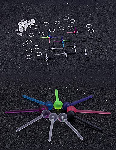 Ftovosyo Invisible Plastic Earring Posts Clear Ear Hole Retainer Hoop Earring Studs Clear Ear Spacers Piercing Jewelry For Men Women Girls Kids Sports Work, Silicone Rubber Backs Earnuts #TOP4