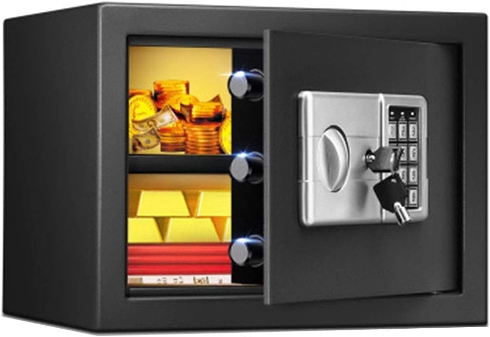Key Electronic Steel Structure Office Household Small, Multicolored -37X27X25.8Cm-Insurance Security Box, Gold Safe