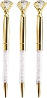 Vista 8 de Bolígrafo de metal con diamantes de cristal grande, 3 unidades, tinta negra de 0.039 in