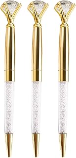 U Scinan 3Pcs Big Diamond Pen Crystal Metal Ballpoint Pens 0.5mm Black Ink Advertising Gif Pen