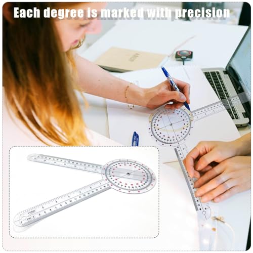 image for HZMM Goniometer 12 inch, Transparent Orthopedic Angle Ruler Plastic Go