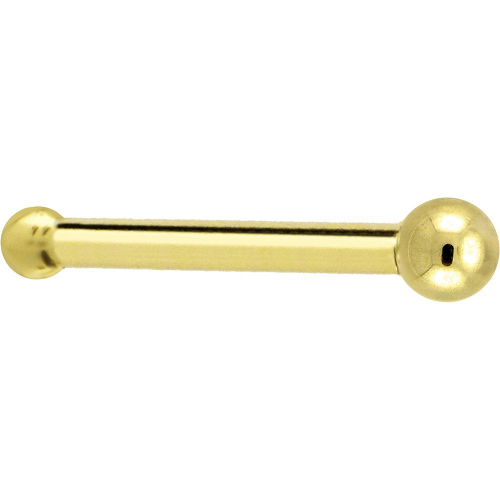 Solid 14KT Yellow Gold Ball Nose Ring