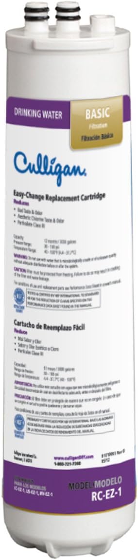 Culligan RC-EZ-1 EZ-Change Basic Water Filtration Replacement Cartridge, 3,000 Gallons