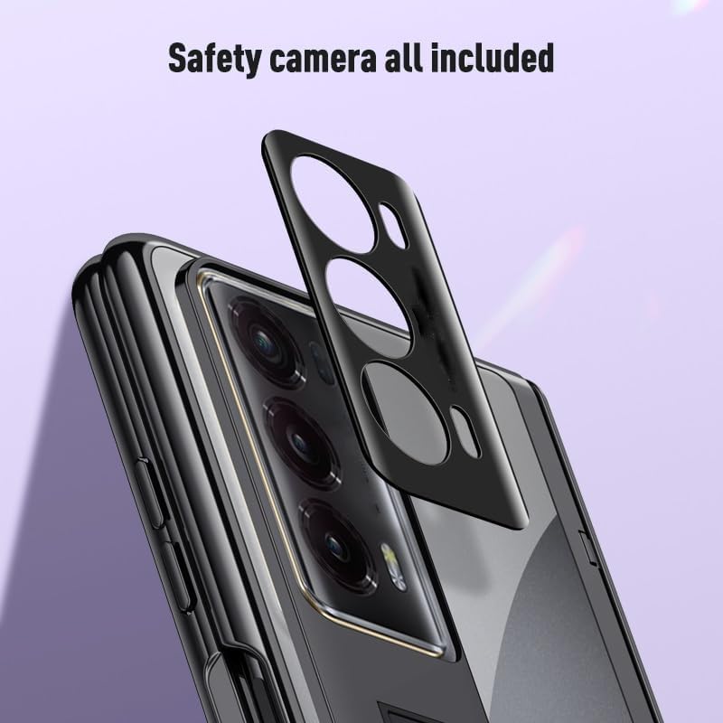 Phone Filp Case Clear Case Compatible with Huawei Honor Magic V2 with Kickstand Lightweight, Electroplated Transparent Phone Case with Full Cover Hinge Protection Clear Crystal Case Protective Case(Pu