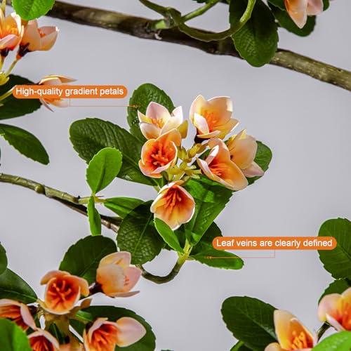 3ft Artificial Bonsai Tree Large Fake Bonsai Tree with Pot Artificial Cherry Blossom Tree Indoor Sakura Faux Bonsai for Entryway Living Room Home Office Japanese Decor (Yellow) — view 3