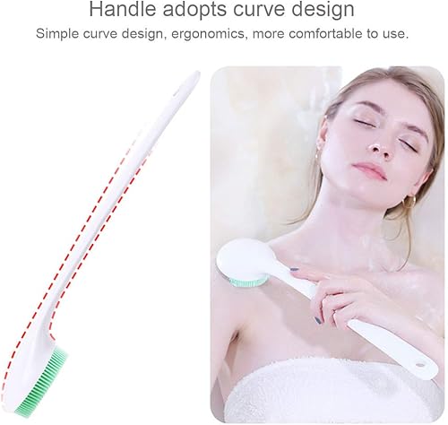 Miniatura 2 de Exfoliante corporal de silicona, cepillo de espalda de mango largo para ducha con cerdas suaves, cepillo de ducha para hombres y mujeres, sin BPA,