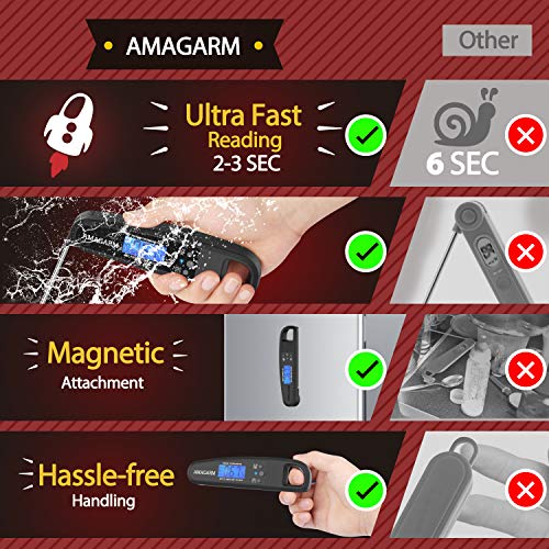 [Upgraded 2020 Version] Gekrtek Digital Meat Thermometer for Grill and Cooking, 2S Best Super Fast Instant Read Waterproof Kitchen Thermometer Probe for Food, Candy, Liquids, oil, Grilling - Thumbnail 3