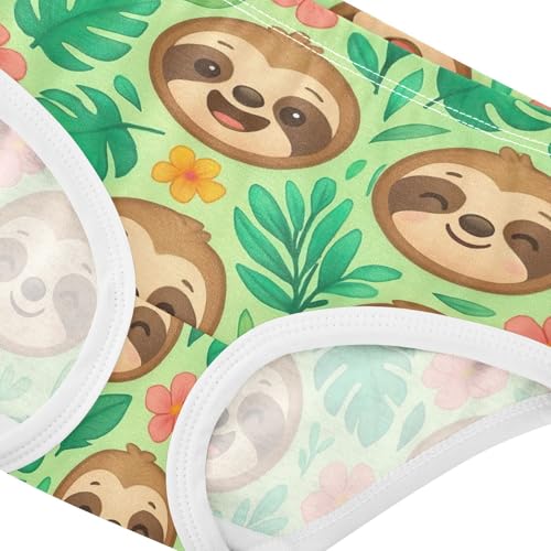 Joisal Toddler Underwear Floral 2t Cotton Little Girl Panties Stylish Briefs Undies Kids Cute Cartoon Sloth Green4
