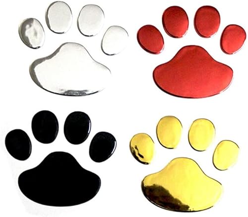 Miniatura 2 de 2 calcomanías cromadas 3D de huella de perro para automóvil, emblema de automóvil, calcomanías creativas con estampado de patas, calcomanías para
