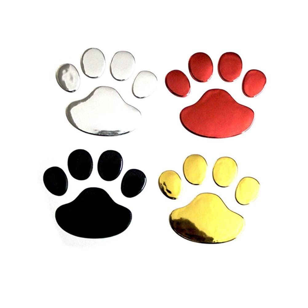 Adesivi 3D per auto, con zampa di cane, set da 2 pezzi, adesivi personalizzati, per paraurti auto, colore argento cromato, universali, per auto, moto, 7 cm x 6 cm