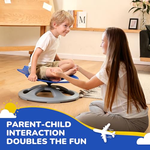 Image of BABAMU Spinning Chair for Autistic Kids, Sensory Swivel Chair, 220LBS Weight Capacity, Autism Sensory Products, Autism Toys, Sensory Toy (Blue, AIEPLANE)