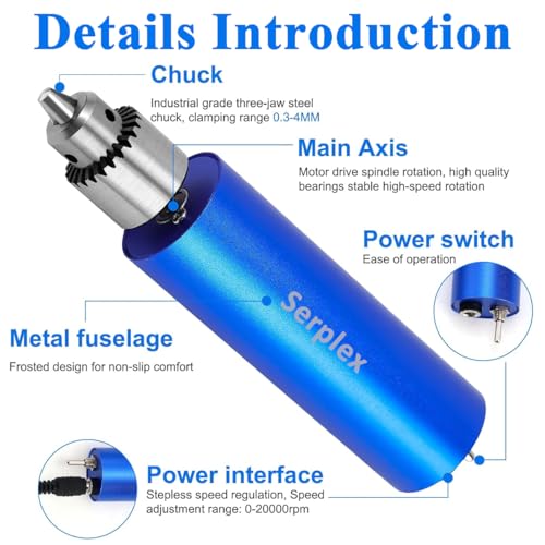 Image of Serplex Mini Electric Drill for Resin Craft, Stepless Adjustable Electric Drill Kit with Controller, Mini Electric Drill for Carving, Drilling, Sanding, Polishing, Jewelry Making