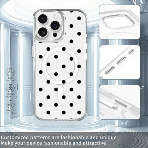 Coque iPhone 15 Pro Max Magsafe transparente et rigide à pois