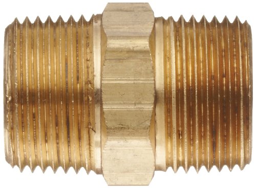 Anderson Metals Brass Pipe Fitting, Hex Nipple, 1" x 1" Male Pipe,06122-16