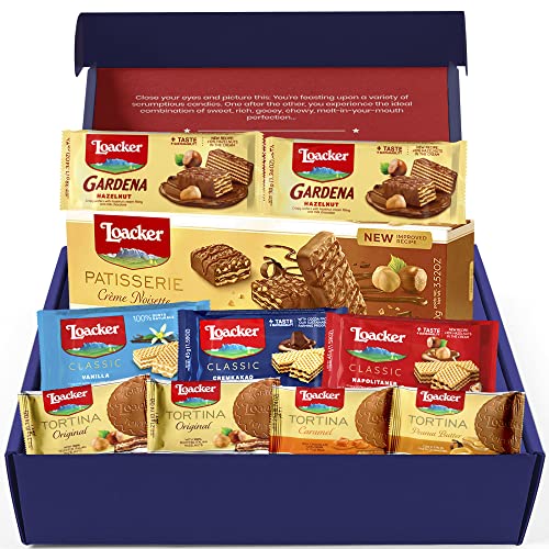 Loacker - Variedad de galletas de oblea de chocolate - Juego de regalo de galletas para toda ocasión para hombres y mujeres - Incluye la colección Loacker de 10 piezas