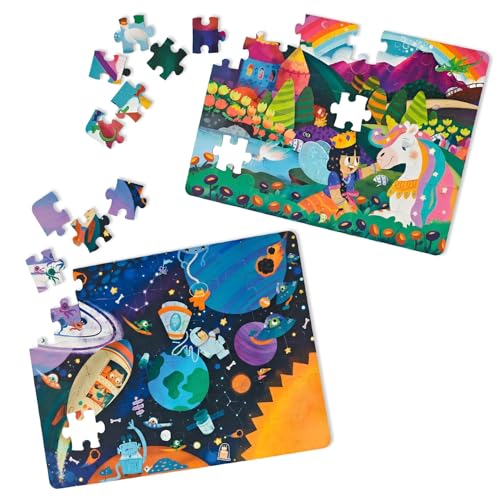 Image of The Curious Bees - Seek & Spot Puzzle & Game - Unicorn & Space Jigsaw Puzzle Combo Set | 60 Pieces + 10 Seek Cards | Gifts for Boys and Girls Ages 4-8 | BIS Approved | Made in India